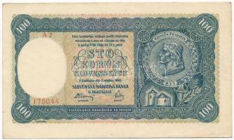 Szlovákia 1940. 100K II. kiadás T:III Slovakia 1940. 100 Korun 2nd issue C:F