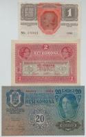 1902-1917. 5db klf magyar korona bankjegy T:I-,III,III-