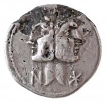 Római Birodalom / Róma / C. Fonteius Kr. e. 114-113. Subaeratus? Denár, ezüst bevonat, réz mag (3g) T:2-,3 ph. Roman Empire / Rome / C. Fonteius 114-113. BC Subaeratus? Denarius, silver plated copper core "N-* / CoFONT - ROMA" (3g) C:VF,F edge error