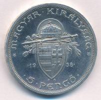 1938. 5P Ag "Szent István" T:1,1- Adamo P8.1
