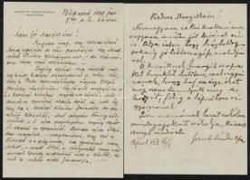 1920-1938 Kossuth Lajos Gáborné Kossuth Margit részére szóló levél, és más papírok, közte Fábián Laj...