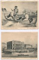 5 db RÉGI lap az 1838-as nagy árvízről Budapesten (nem képeslap hátoldalú) / 5 pre-1945 cards from the 1838 flood in Budapest (non PC)