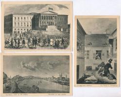 5 db RÉGI lap az 1838-as nagy árvízről Budapesten (nem képeslap hátoldalú) / 5 pre-1945 cards from t...