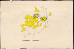 6 db karikatúra illusztráció, ofszet, jelzés nélkül, az egyik kétoldalas, az egyiken apró szakadássa...