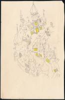 6 db karikatúra illusztráció, ofszet, jelzés nélkül, az egyik kétoldalas, az egyiken apró szakadássa...