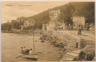 Abbazia, Opatija; képeslapfüzet 19 lappal horvát városokkal, villamos / postcard booklet with 19 pos...