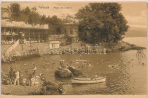 Abbazia, Opatija; képeslapfüzet 19 lappal horvát városokkal, villamos / postcard booklet with 19 pos...