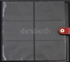 240 férőhelyes képeslap berakó, piros műbőr borítással, fekete lapokkal, jó állapotban