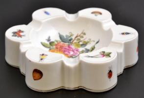 Herendi virág, gomba és rovarmintás hamutartó. Kézzel festett, jelzett, hibátlan 15 cm