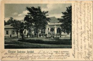 1905 Szobránc, Szobráncfürdő, Kúpele Sobrance; kastély és vendéglő. Kiadja Boross Zsigmond / castle and restaurant (EK)