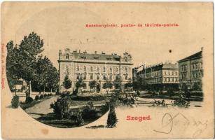 1902 Szeged, Széchenyi tér, posta és távirda palota, Mayer Ferdinand és fia vaskereskedése (EK)