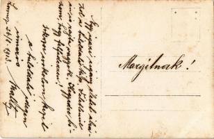 1913 Losonc, Lucenec; igazi cigány tanya katonákkal és lovasszekerekkel / real Gypsy farm with soldi...