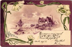 1899 Gruss aus / Art Nouveau greeting art postcard (Rb)