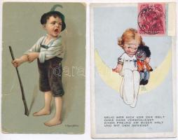 9 db RÉGI gyerek motívum képeslap / 9 pre-1945 children motive postcards