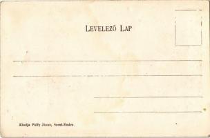 Szentendre, Fő tér, Pálfy János üzlete és saját kiadása (fl)