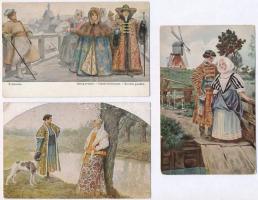 3 db RÉGI Solomko orosz művészlap / 3 pre-1945 Russian art postcards signed by Solomko