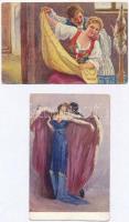 11 db RÉGI párok motívum képeslap / 11 pre-1945 couples motive postcards