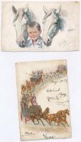 10 db RÉGI ló motívum képeslap / 10 pre-1945 horse motive postcards