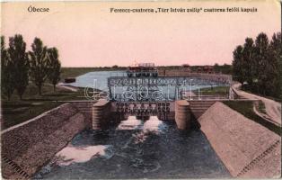 1913 Óbecse, Stari Becej; Ferenc csatorna Türr István zsilip csatorna felőli kapuja. Lévai Lajos kiadása / canal with dam