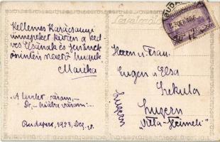 1923 Kellemes Ünnepeket! Krampusz és Mikulás. Kiadja Rigler József Ede rt. / Krampus and Saint Nicho...