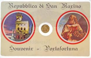 DN San Marino Köztársaság aranyozott minipénz eredeti csomagolásban T:1 ND Repubblica di San Marino gold plated mini coin in original packing C:UNC