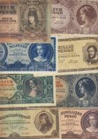 Kis tétel, 38db klf bankjegy, benne korona, pengő, infla, "V.H." T:II,III,IV