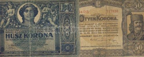 Kis tétel, 38db klf bankjegy, benne korona, pengő, infla, "V.H." T:II,III,IV