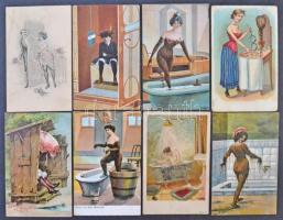 84 db RÉGI hölgy és néhány erotikus motívum képeslap, pár lithoval / 84 pre-1945 lady and some erotic motive postcards, with some lithos