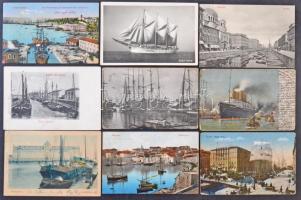 88 db RÉGI hajós motívum képeslap, városképekkel / 88 pre-1945 ship motive postcards, with towns