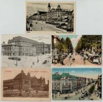 16 db RÉGI magyar és külföldi városképes lap villamosokkal / 16 pre-1945 Hungarian and European town-view postcards with trams