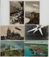 6 db RÉGI Zeppelin léghajós motívum képeslap / 6 pre-1945 Zeppelin airships motive postcards