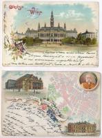 Vienna, Wien, Bécs; - 2 pre-1900 litho postcards