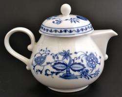 Kahla kék virágmintás porcelán teás készlet, matricás, jelzett, hiányos, hibátlan