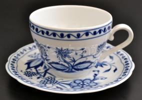 Kahla kék virágmintás porcelán teás készlet, matricás, jelzett, hiányos, hibátlan