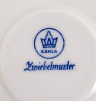 Kahla kék virágmintás porcelán teás készlet, matricás, jelzett, hiányos, hibátlan