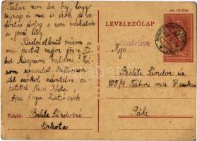 1942 Bielitz Sándorné levele férjének Bielitz Sándor úr zsidó 105/4. IV. sz. KMSZ-nek (közérdekű munkaszolgálatos) az páhi-i munkatáborba / WWII Letter for a Jewish labor serviceman from his wife to the labor camp of Páhi. Judaica (EK)