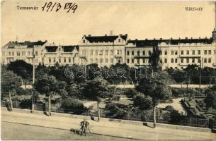 1913 Temesvár, Timisoara; Küttl tér, kerékpáros. Kiadja Polatsek / square, bicycle (EK)