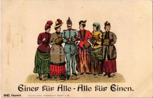 4 db régi német humoros motívumlap / 4 pre-1945 German humor motive cards