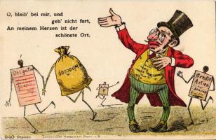 4 db régi német humoros motívumlap / 4 pre-1945 German humor motive cards