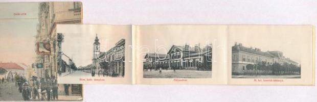 1918 Lugos, Lugoj; leporellólap, benne: zsinagóga, Pénzügyi palota, Poporul palota, vasútállomás, Ho...