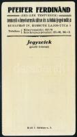 1930 Pfeifer Ferdinánd Nemzeti Könyvkereskedése és Színházjegyirodájának reklámos kártyanaptára, 12x6 cm.