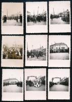 1938 Vágsellyei (Šaľa/Schelle) bevonulás fotói, 9 db, 8x6 cm