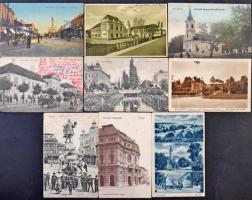 Kb. 30 db RÉGI magyar városképes lap, jobb érdekesebb lapokkal / Cca. 30 pre-1945 Hungarian town-view postcards, with interesting postcards