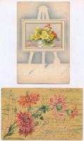23 db RÉGI virágos litho motívumlap / 23 pre-1945 flower litho motive postcards