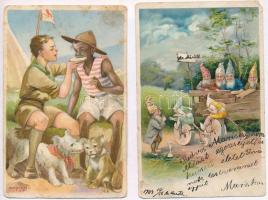 30 db RÉGI humoros és művész motívumlap / 30 pre-1945 humour and art motive postcards