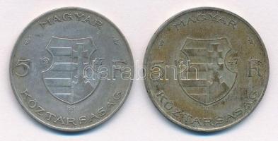 1947. 5Ft Ag "Kossuth" (2x) T:2-,3 patina
Adamo F8.1