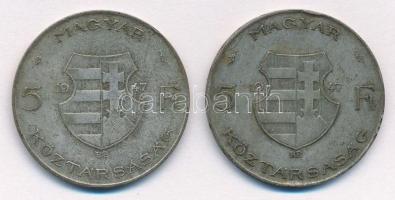 1947. 5Ft Ag "Kossuth" (2x) T:2-,3 patina
Adamo F8.1