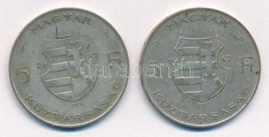 1947. 5Ft Ag "Kossuth" (2x) T:2- patina
Adamo F8.1