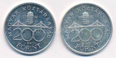 1992. 200Ft Ag "MNB" (2x) T:1- Adamo F13