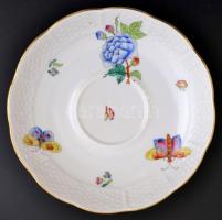 Herendi Viktória mintás teás készlet, kézzel festett, jelzett. Két rózsán kis lepattanással